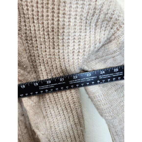 Abercrombie & Fitch Cardigan Womens M Beige Cable Knit Shawl Collar Open Front - Picture 4 of 5